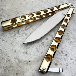 Nóż motylkowy balisong złoty - zdjęcie 3