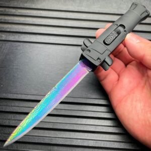 Nóż sprężynowy stiletto 9 cali damasceński włoski OTF - zdjęcie 12