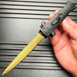 Nóż sprężynowy stiletto 9 cali damasceński włoski OTF - zdjęcie 8