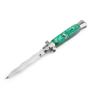 Nóż stiletto sprężynowy 8.75 Inch Italian Stiletto Switch Kris Blade Fick Nóż Green