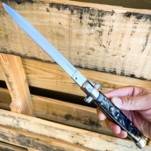 Nóż stiletto sprężynowy 13 Inch Big Boy Auto Italian Stiletto Switch Blade Black Pearl