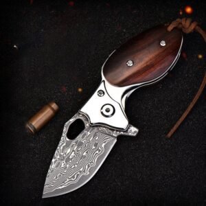 Nóż damasceński Rosewood damasceński steel nóż składany nóż self-defense nóż disassembled mini keychain portable składany nóż