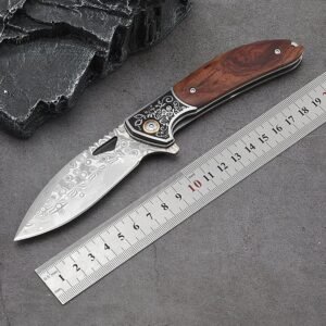 Nóż damasceński damasceński składany nóż multi-function wilderness survival nóż outdoor camping equipment