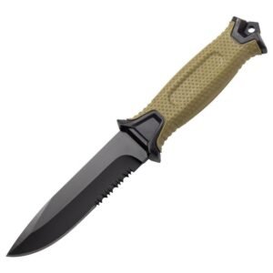 Nóż ze stałą głownią Explorer II outdoor half-tooth hunting nóż wilderness exploration self-defense nóż—Green