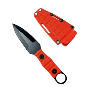 Nóż ze stałą głownią outdoorowy straight nóż, high hardness, sharpness, tactical small straight nóż, with K sheath A-4 Black/Orange handle