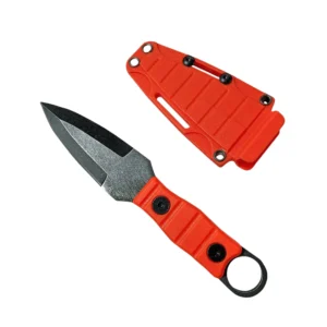 Nóż ze stałą głownią outdoorowy straight nóż, high hardness, sharpness, tactical small straight nóż, with K sheath A-3 Stonewashed/Orange handles