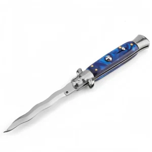Nóż stiletto sprężynowy 8.75 Inch Stiletto Switch Kris Blade Fick Nóż Blue