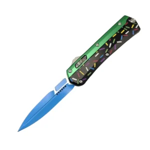 Duży nóż OTF Donut Fighter Switchblade OTF Nóż–Green & Black