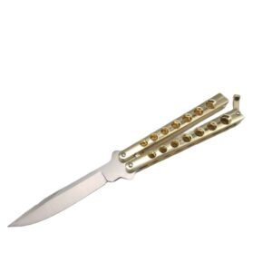 Nóż motylkowy balisong złoty