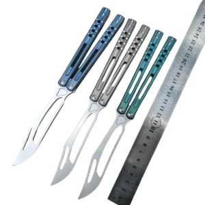 Trener noża motylkowego heone titanium handle orca killer whale practice blade butterfly fling nóż
