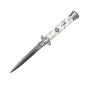 Nóż stiletto sprężynowy 9 inch Flick Nóż Pearl White STILETTO Nóż