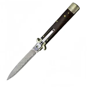 Nóż stiletto 9-inch snakeskin wood damask blade stiletto heel nóż