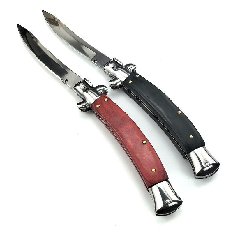 O1CN010G6Sqg24jAFXr076B_2218296487426-0-cib.jpg Nóż stiletto Red or Black wood Stiletto nóż flick nóż switchblade składany nóż