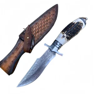 Nóż Bowie Bowie straight damasceński nóż with antler handle