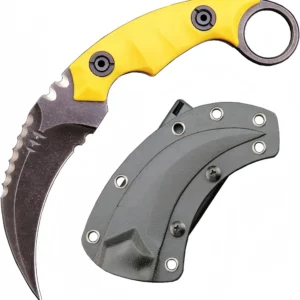 Karambit ze stałą głownią Karambit Nóż D2 Steel + Nylon Fiberglass Handle outdoorowy Claw Nóż With Kydex Sheath Edc-Yellow