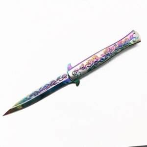 Nóż stiletto Rose Color Carving Stiletto nóż flick nóż