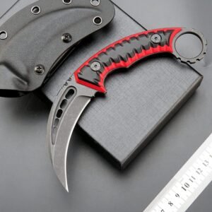 Karambit ze stałą głownią Karambit Nóż Ze stałą głownią D2 Steel + G10 Handle outdoorowy Claw Nóż With Protective Cover Edc Tool-RDE