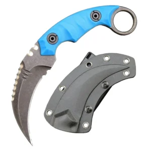 Karambit ze stałą głownią Karambit Nóż D2 Steel + Nylon Fiberglass Handle outdoorowy Claw Nóż With Kydex Sheath Edc-Blue