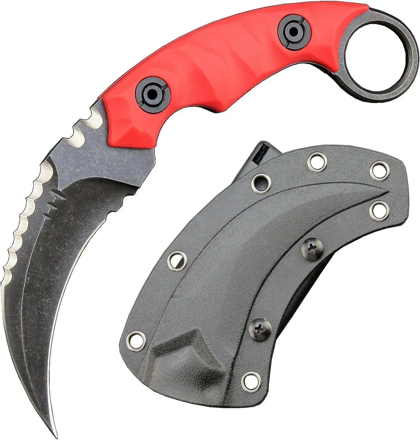 imgi_9_O1CN01uCia3j1qdkrYT9MrH_4128405519-0-cib.webp Karambit ze stałą głownią Karambit Nóż D2 Steel + Nylon Fiberglass Handle outdoorowy Claw Nóż With Kydex Sheath Edc-RDE