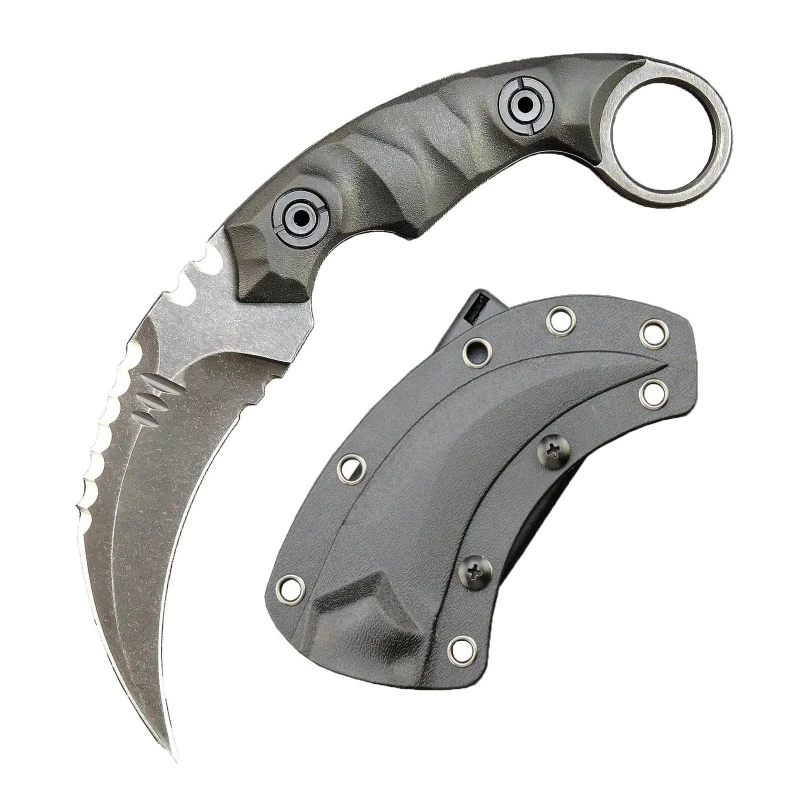 imgi_9_O1CN01uWav7q1qdkrT7zn8J_4128405519-0-cib-1.webp Karambit ze stałą głownią Karambit Nóż D2 Steel + Nylon Fiberglass Handle outdoorowy Claw Nóż With Kydex Sheath Edc-Sliver